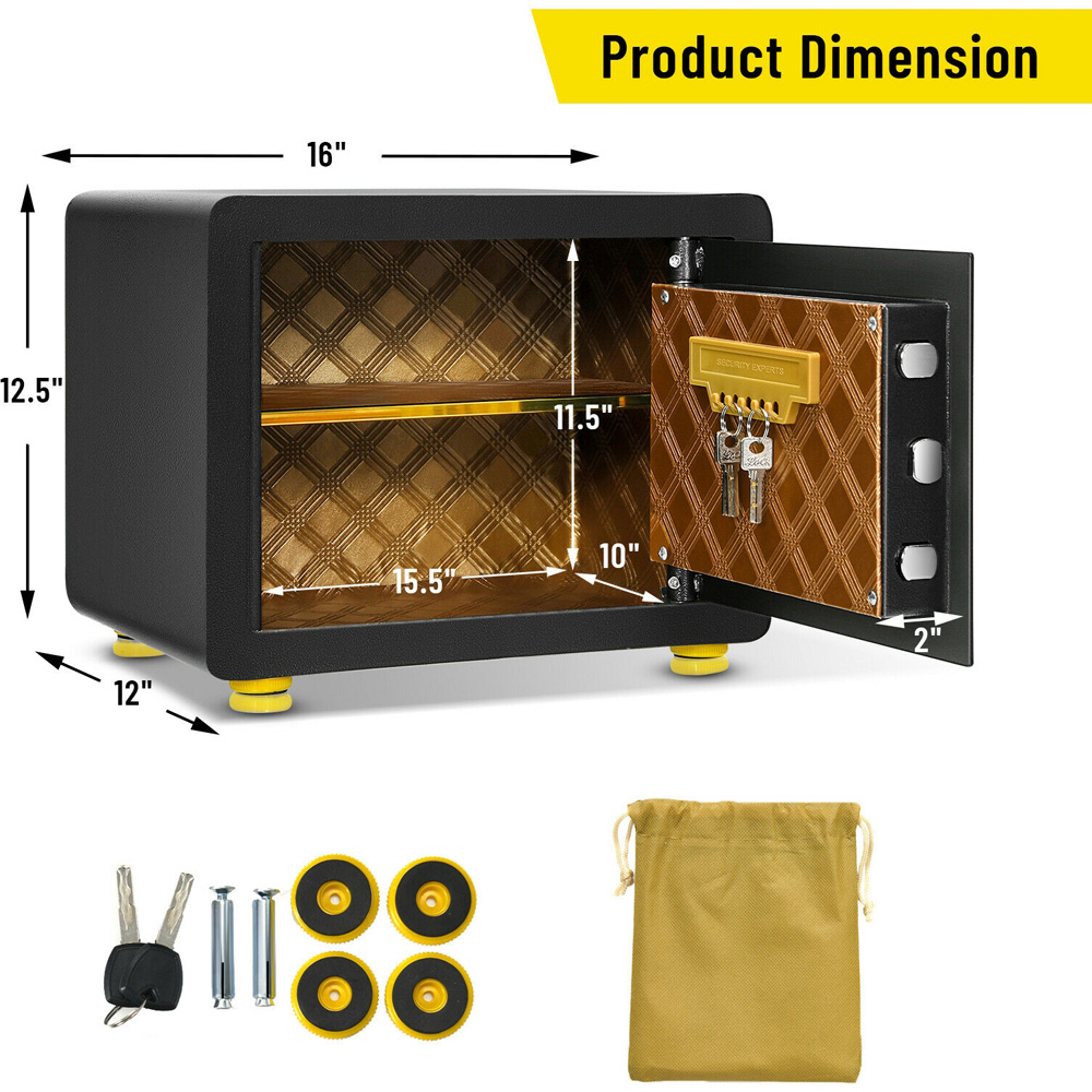 Costway Black Digital Security Safe Box with Keys Image 9