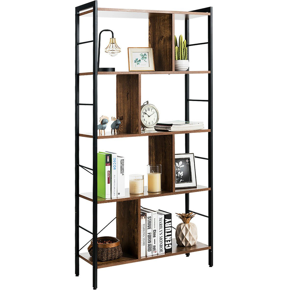 Costway 5 Shelf Black Freestanding Bookshelf Image 5