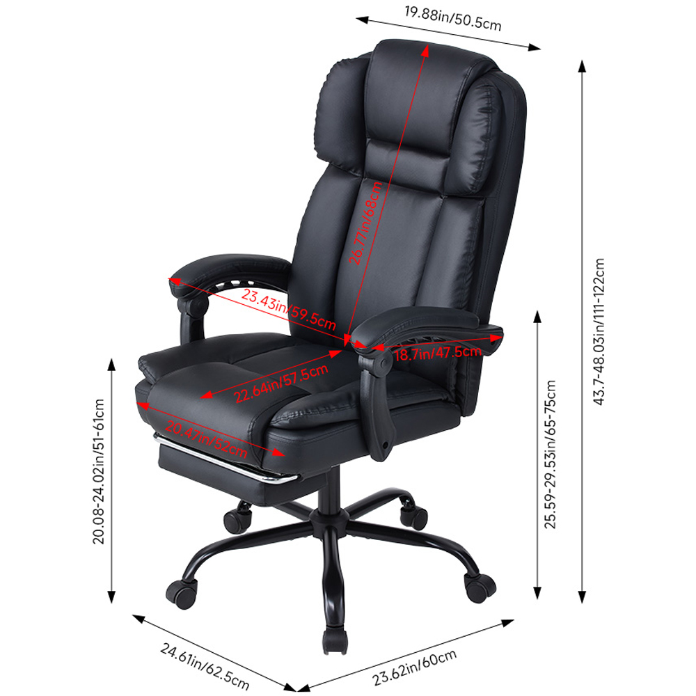 Living and Home Black PU Leather Massage and Heating Office Chair Image 8
