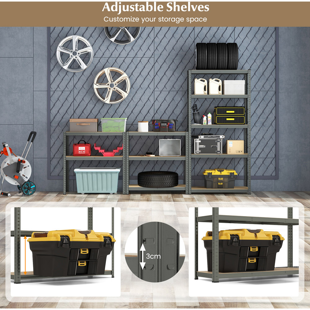 Costway Grey 5 Tier Metal Anti Tipping Shelving Unit Image 7