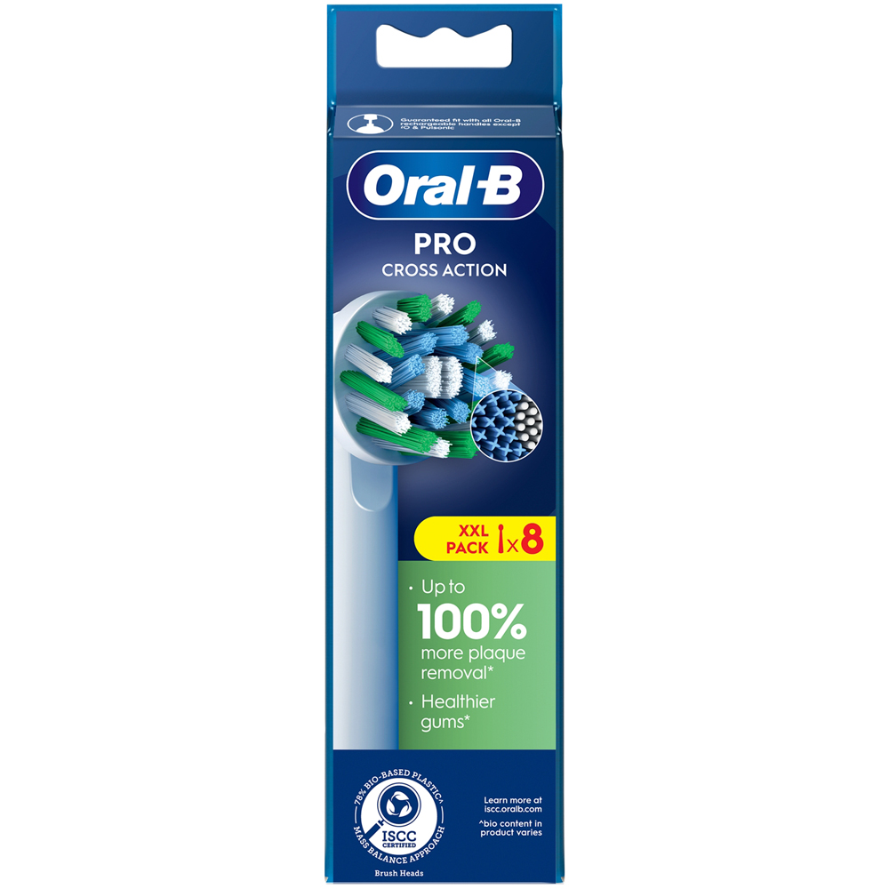Oral-B Cross Action White X-Filaments Replacement Head 8 Pack Image 1