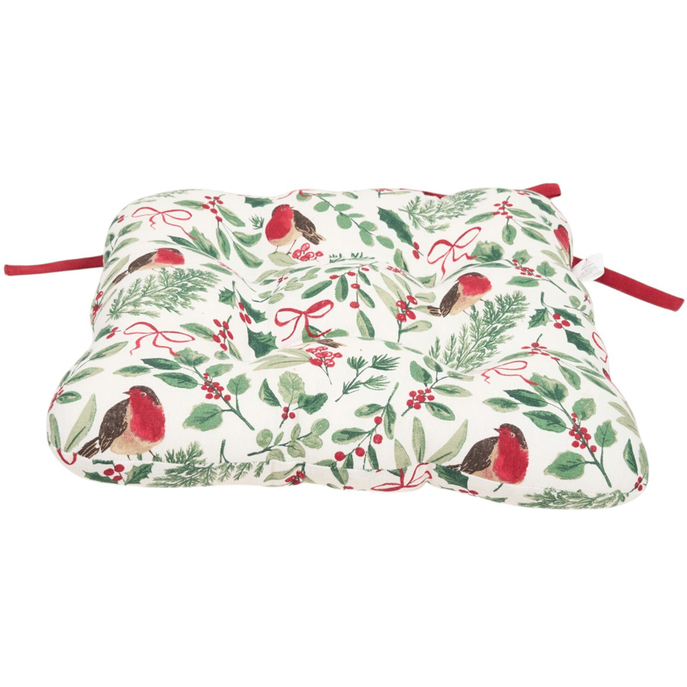 Festive Robin Print Seat Pad Image 5