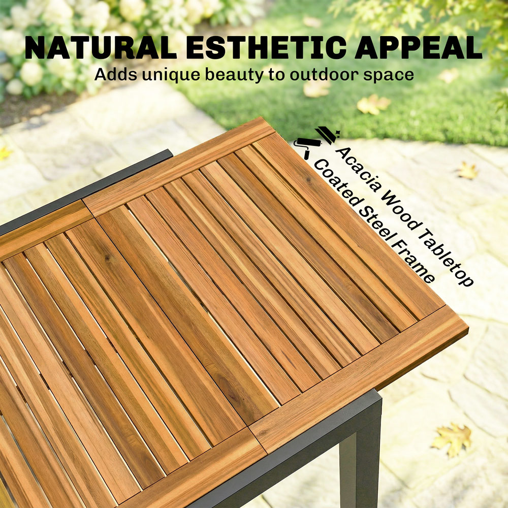 Outsunny 6 Seater 80-120cm Extendable Garden Dining Table Brown and Black Image 7