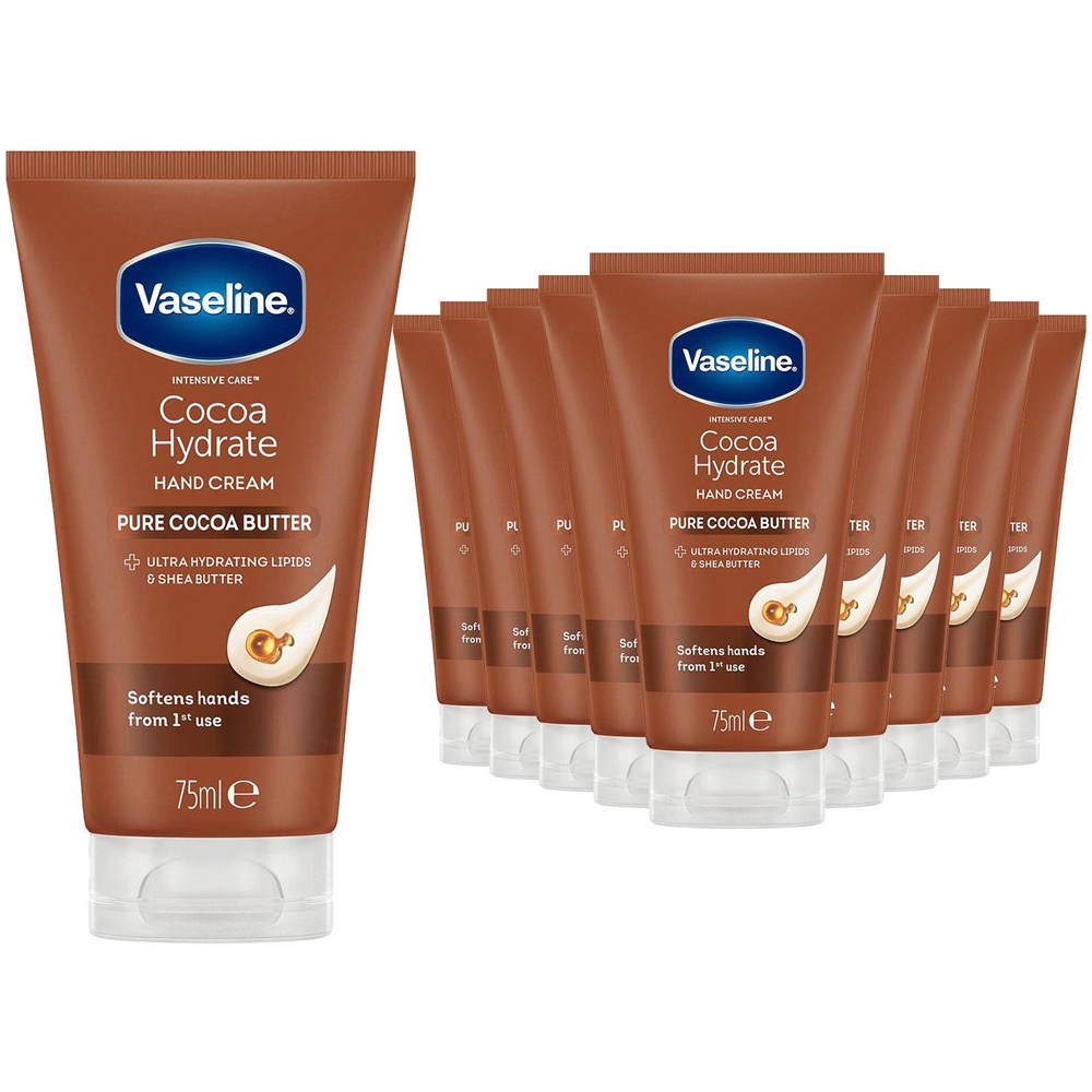 Vaseline Intensive Care Cocoa Hydrate Pure Cocoa Butter Hand Cream 75ml 10 Pack Image 1