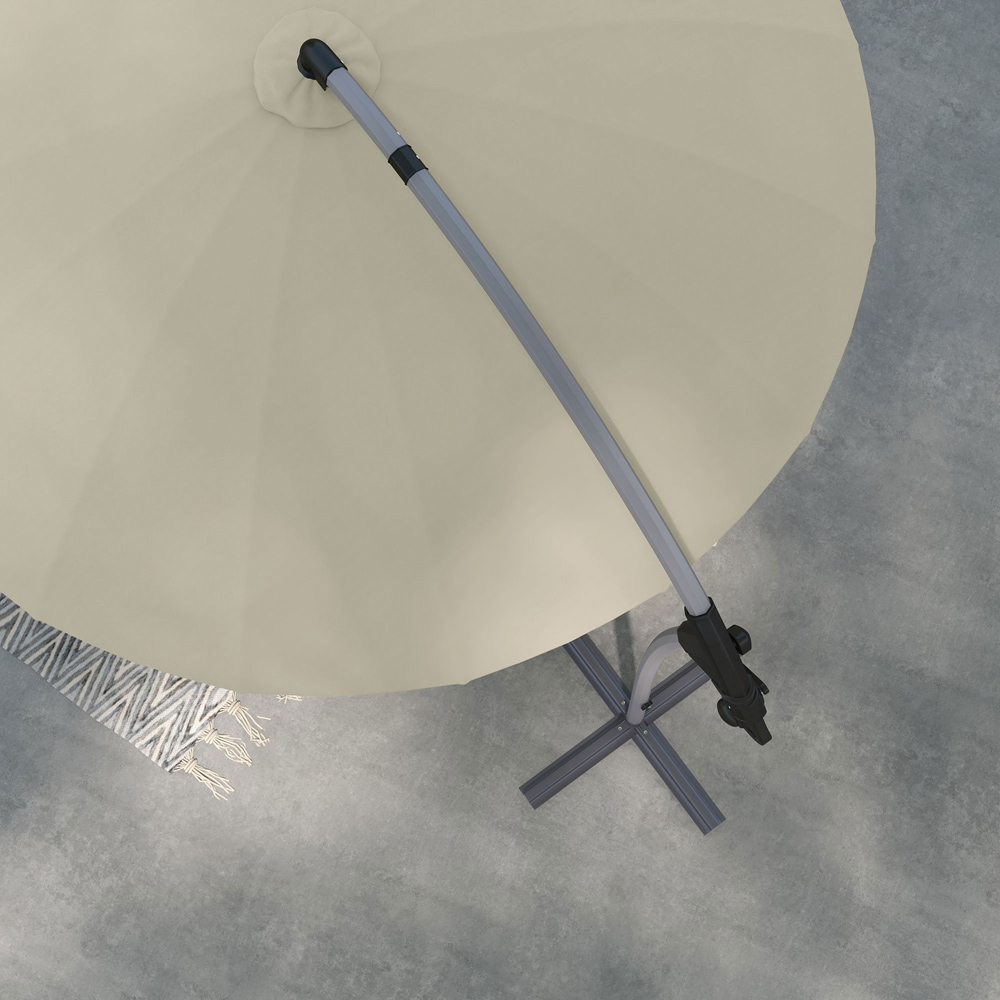 Outsunny Beige Cantilever Parasol with Cross Base 2.7m Image 3