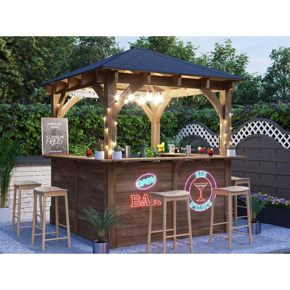 Dunster House Leviathan 2.5 x 2.5m Brown and Black C Bar Garden Gazebo with Roof Shingles Image 3