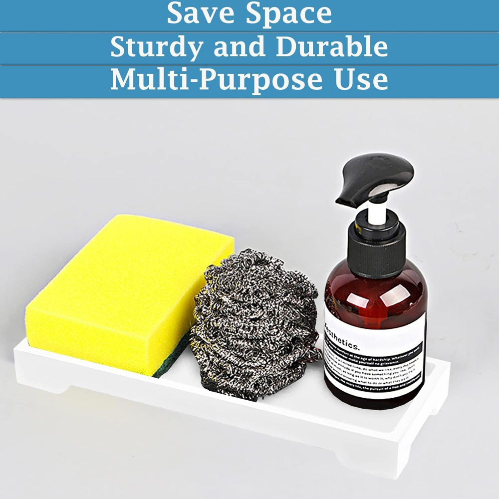 ATEK Small White Multi-Purpose Resin Vanity Serving Tray Image 4