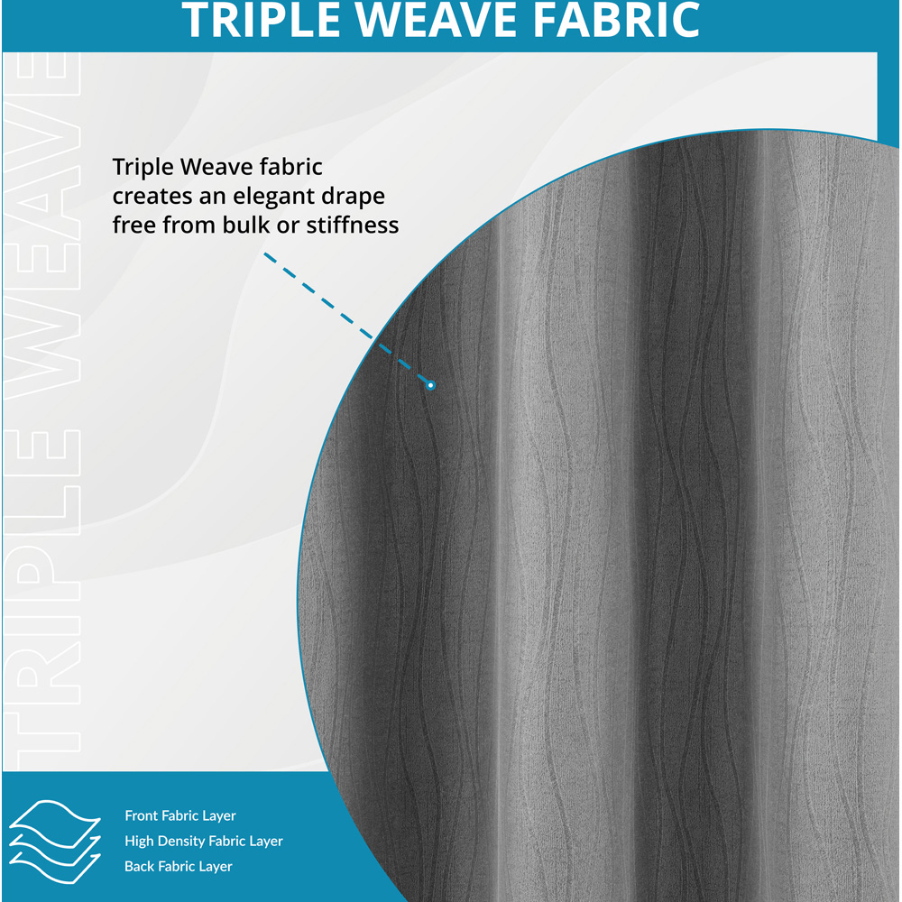 Enhanced Living Goodwood Silver Embossed Wave Thermal Eyelet Curtain 229 x 229cm Image 5