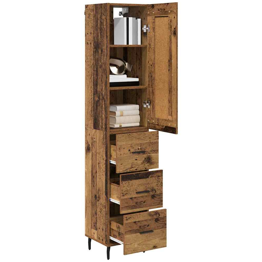 vidaXL Single Door 3 Drawer Old Wood Highboard Image 3