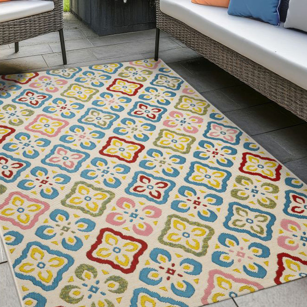 Homemaker Tropico Multicolour Tile Rug 160 x 230cm Image 1