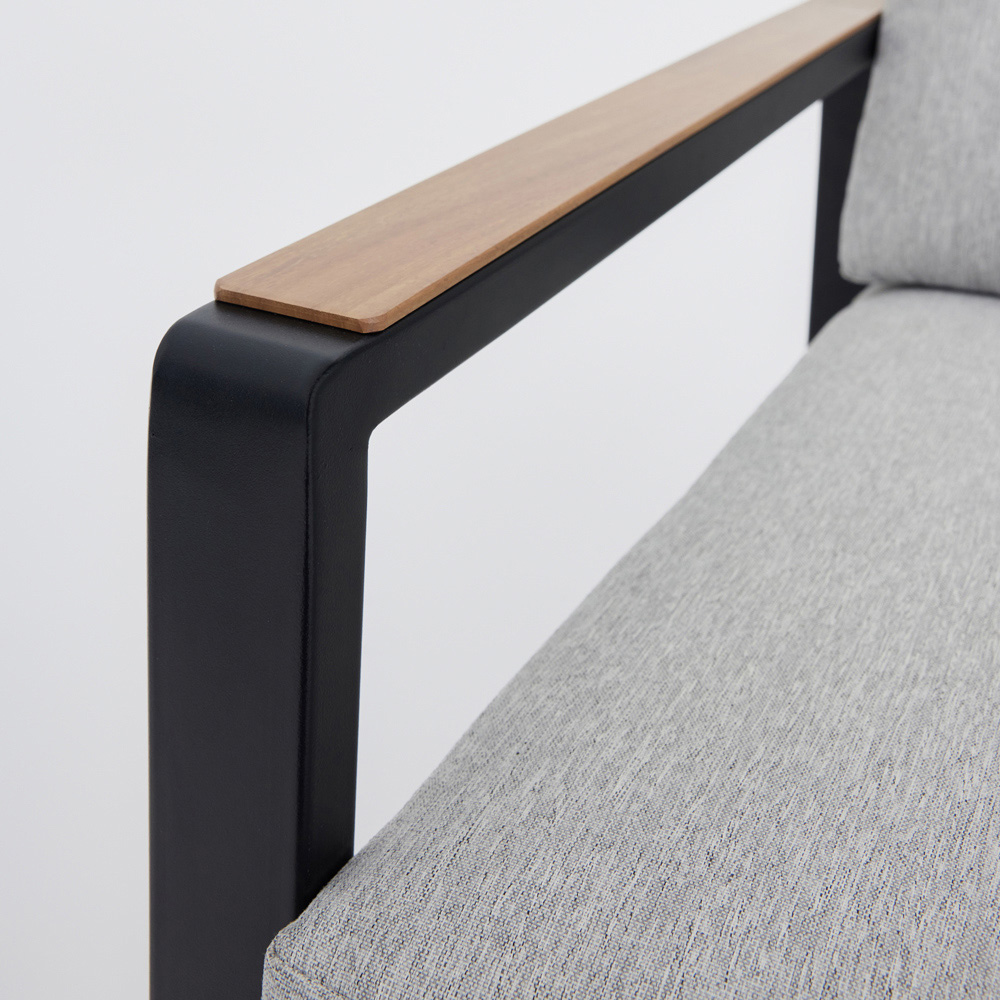 Home Detail Porto 6 Seater Black Corner Garden Sofa Set with Polywood Table Image 5