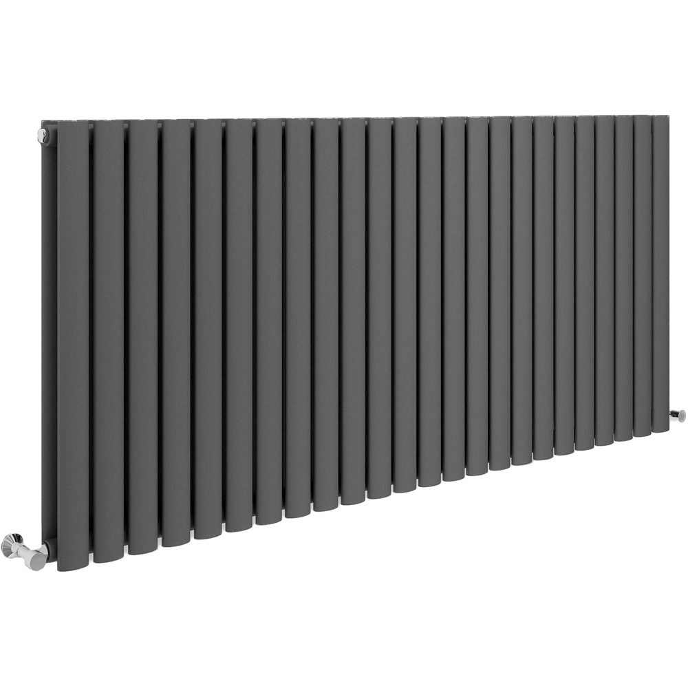 Stech Homes 6245 BTU Anthracite Double Panel Horizontal Oval Column Radiator 600 x 1416mm Image 1