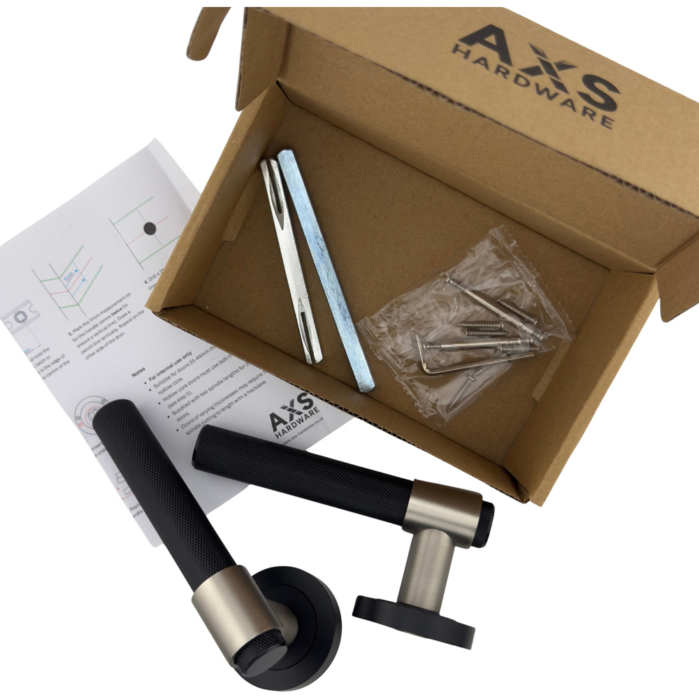 AXS Hardware Dakota Black Knurled Bathroom Door Handles on Rose 4 Pack Image 7
