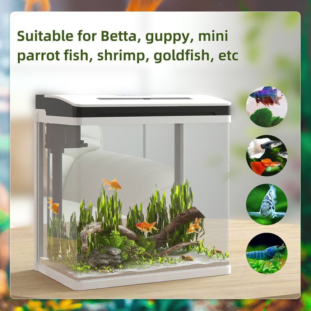 PawHut White Aquarium with LED Light 13L Image 4