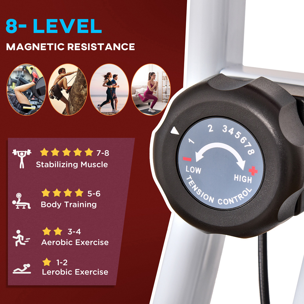HOMCOM Red Magnetic Resistance Folding Exercise Bike Image 5