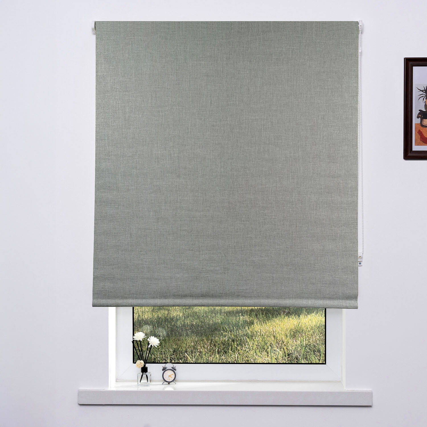 Textured Blackout Blind - Soft Grey / 90cm Image 1