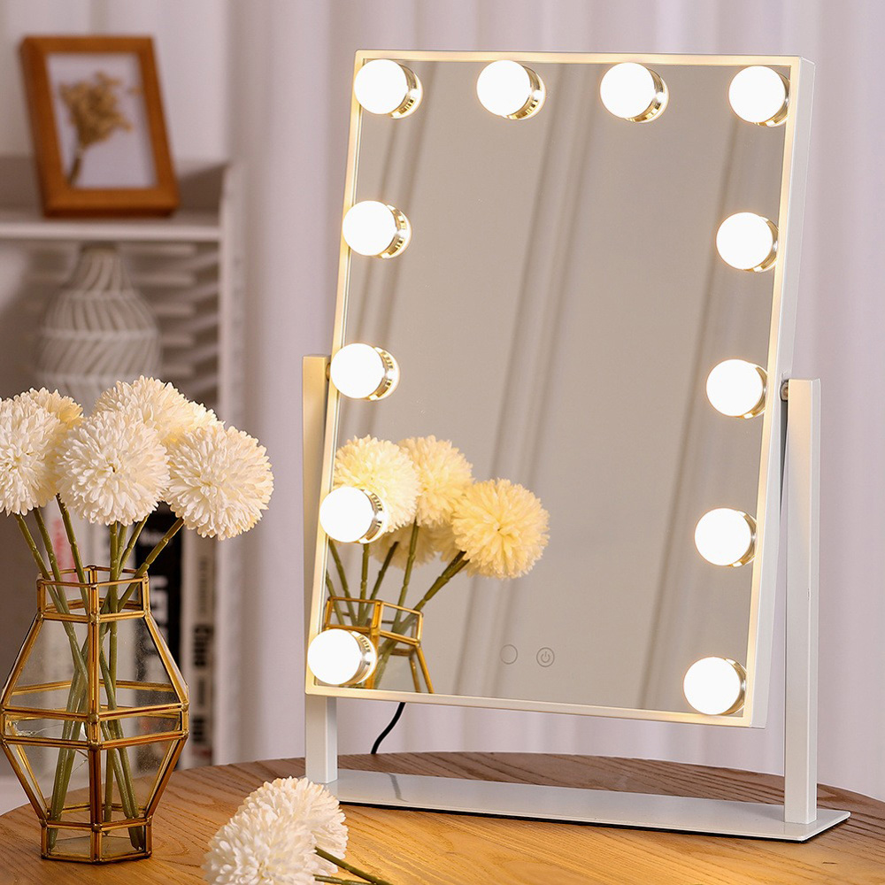 Living and Home White LED Large Rectangular Makeup Mirror 48 x 36cm Image 2