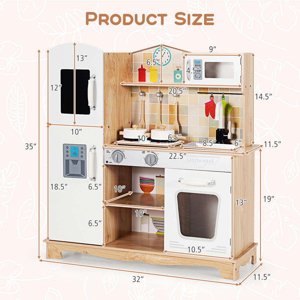 Costway Wooden Pretend Kitchen Playset Image 9