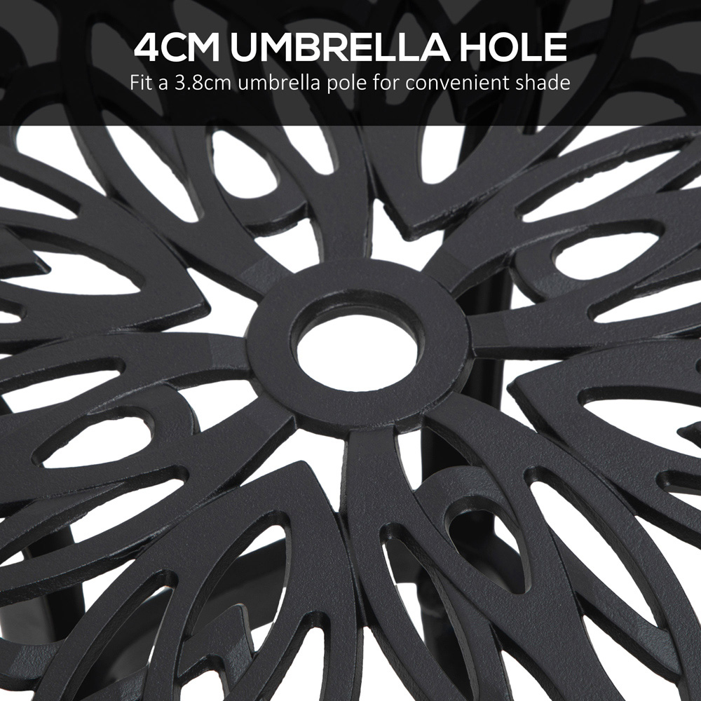 Outsunny Cast Aluminium Bistro Table Black Image 4