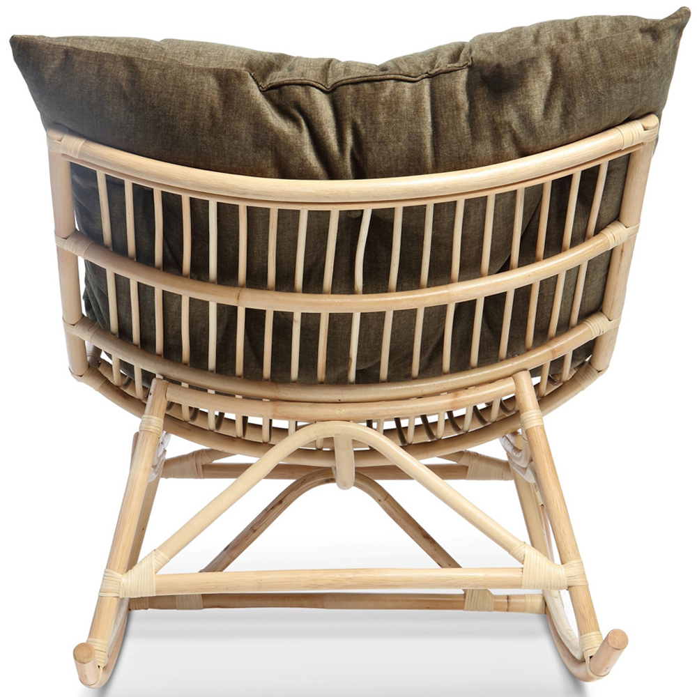 Desser Papasan Olive and Natural Rattan Rocker Chair Image 5