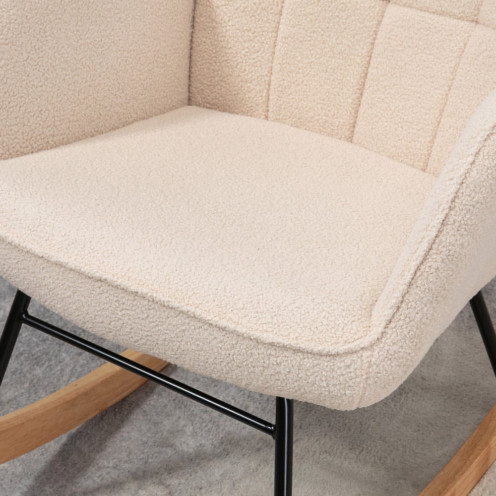 Portland Beige Wing Back Rocking Chair Image 3