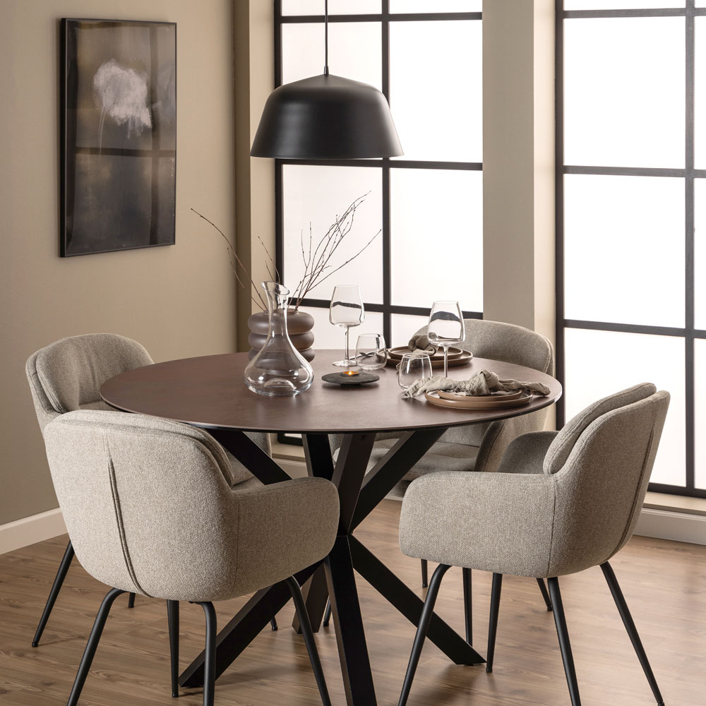 Florence Heaven Ceramic 4 Seater Round Dining Table Rusty Brown Image 8