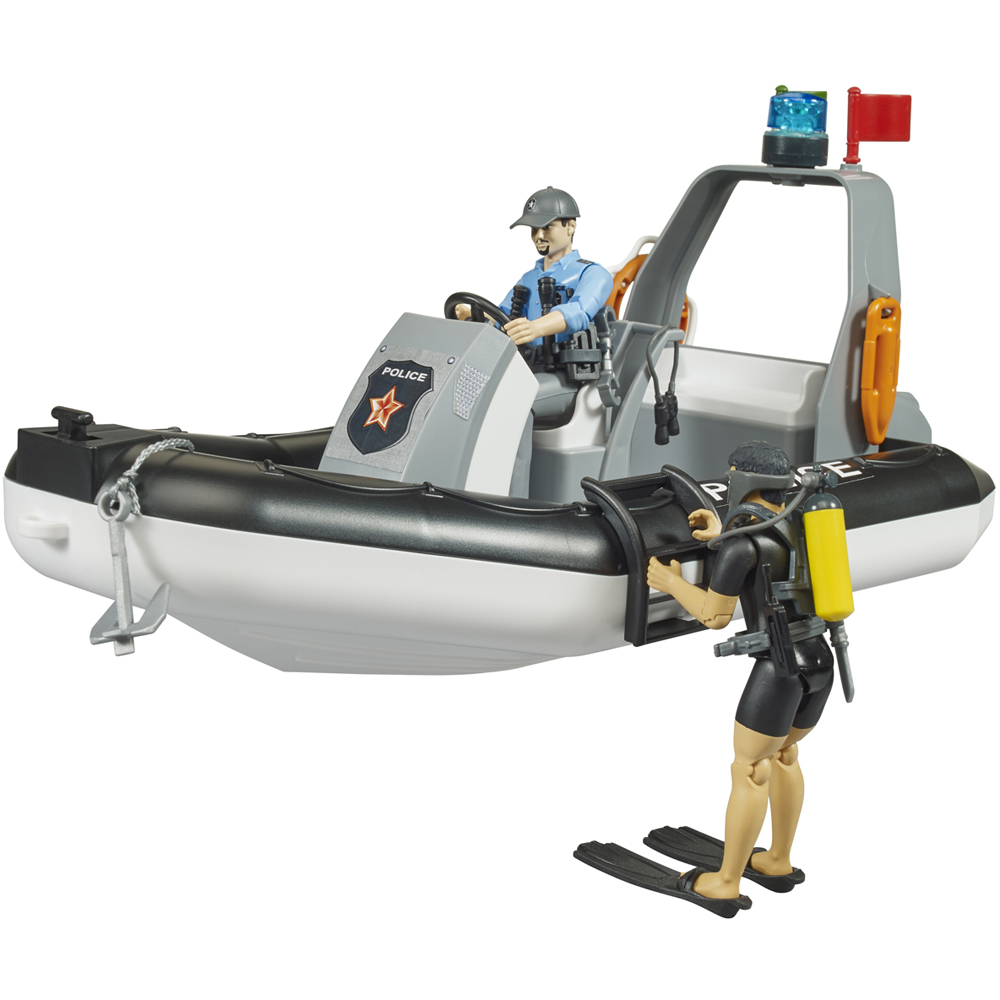 Bruder Bworld Police Boat with Rotating Beacon Light and 2 Figures Image 7