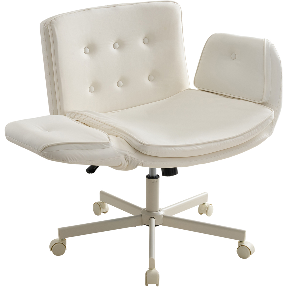 Living and Home White Widened Seat Office Chair with Wheels Image 4