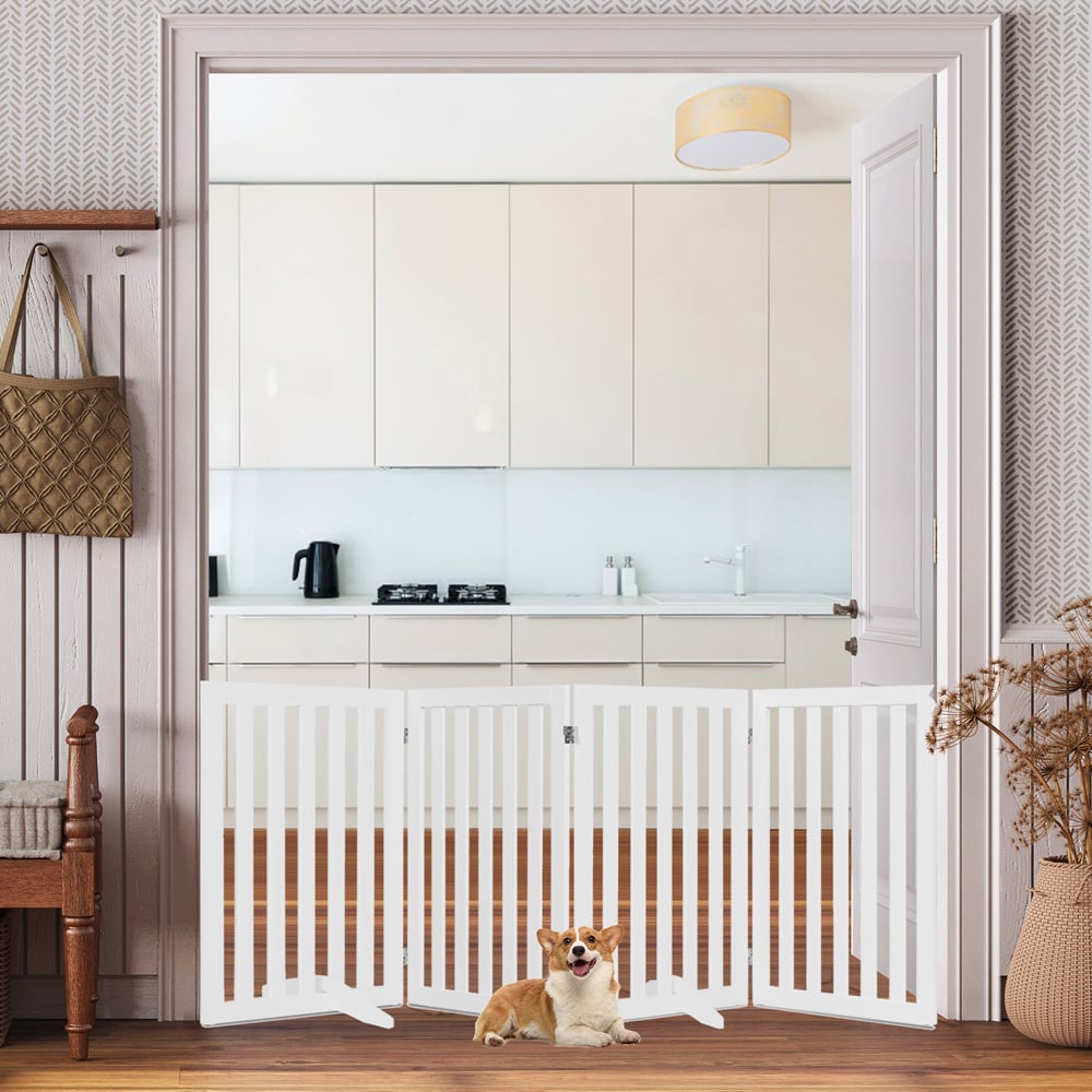 Costway 3 Panel White Foldable Pet Safety Gate Image 2