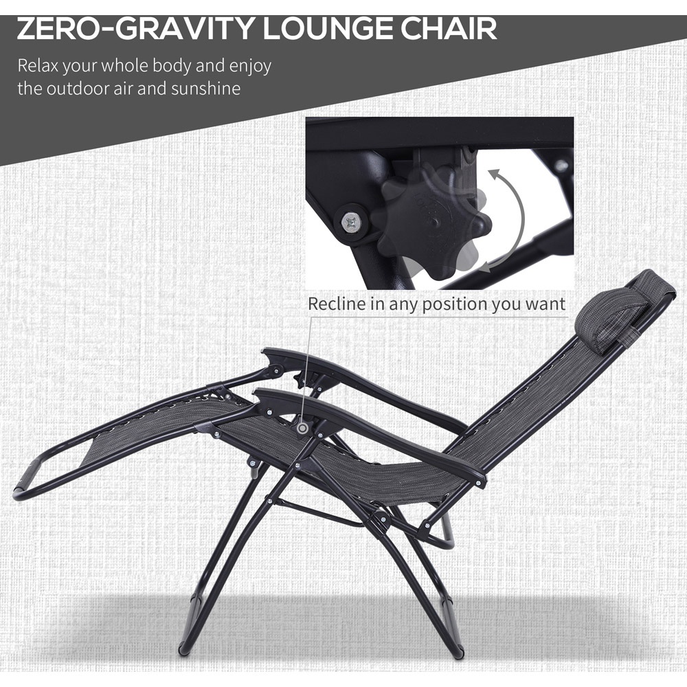 Outsunny Set of 2 Light Grey Zero Gravity Folding Recliner Chair with Table Image 4