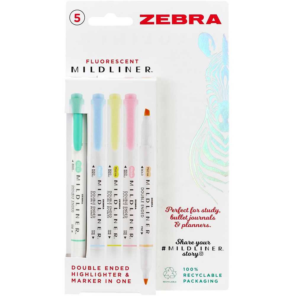 Pack of 5 Mildliner Fluorescent Highlighter Image