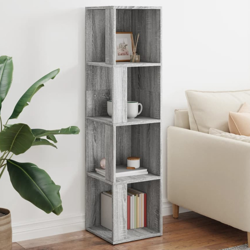 vidaXL 4 Shelf Grey Sonoma Corner Cabinet Image 1