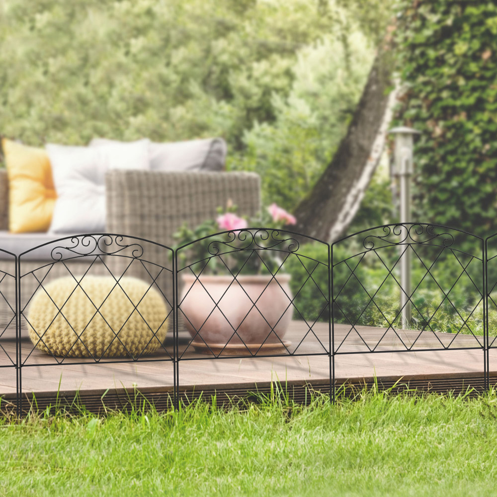 Outsunny 3 x 10ft Black Outdoor Picket Fence Panel Image 4