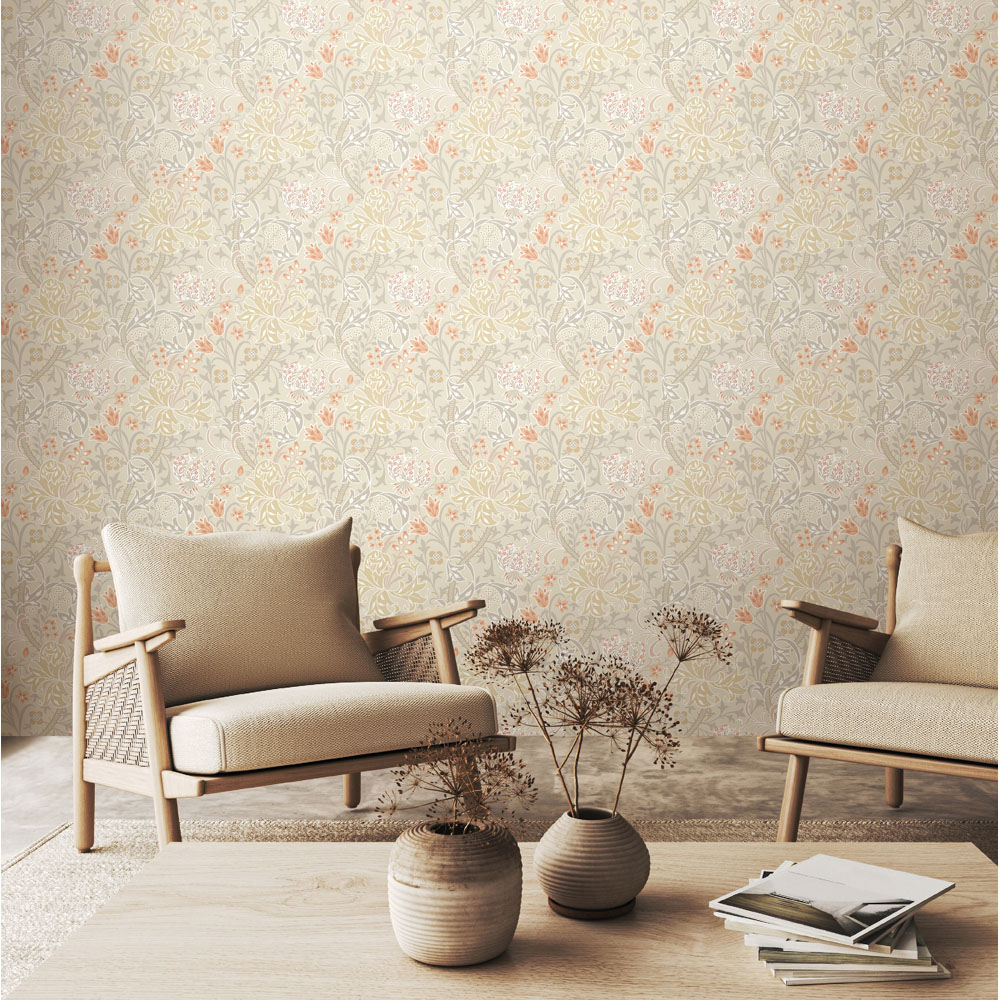 Hoopla Walls Lily Ogee Natural Stone Non Woven Wallpaper Image 2
