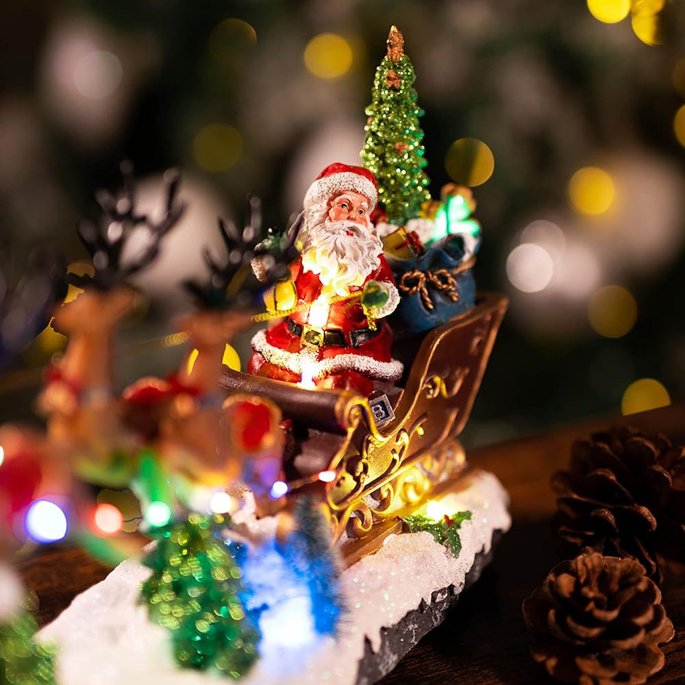 Marco Paul Santa Riding Sleigh Decoration Ornament with Music Image 3