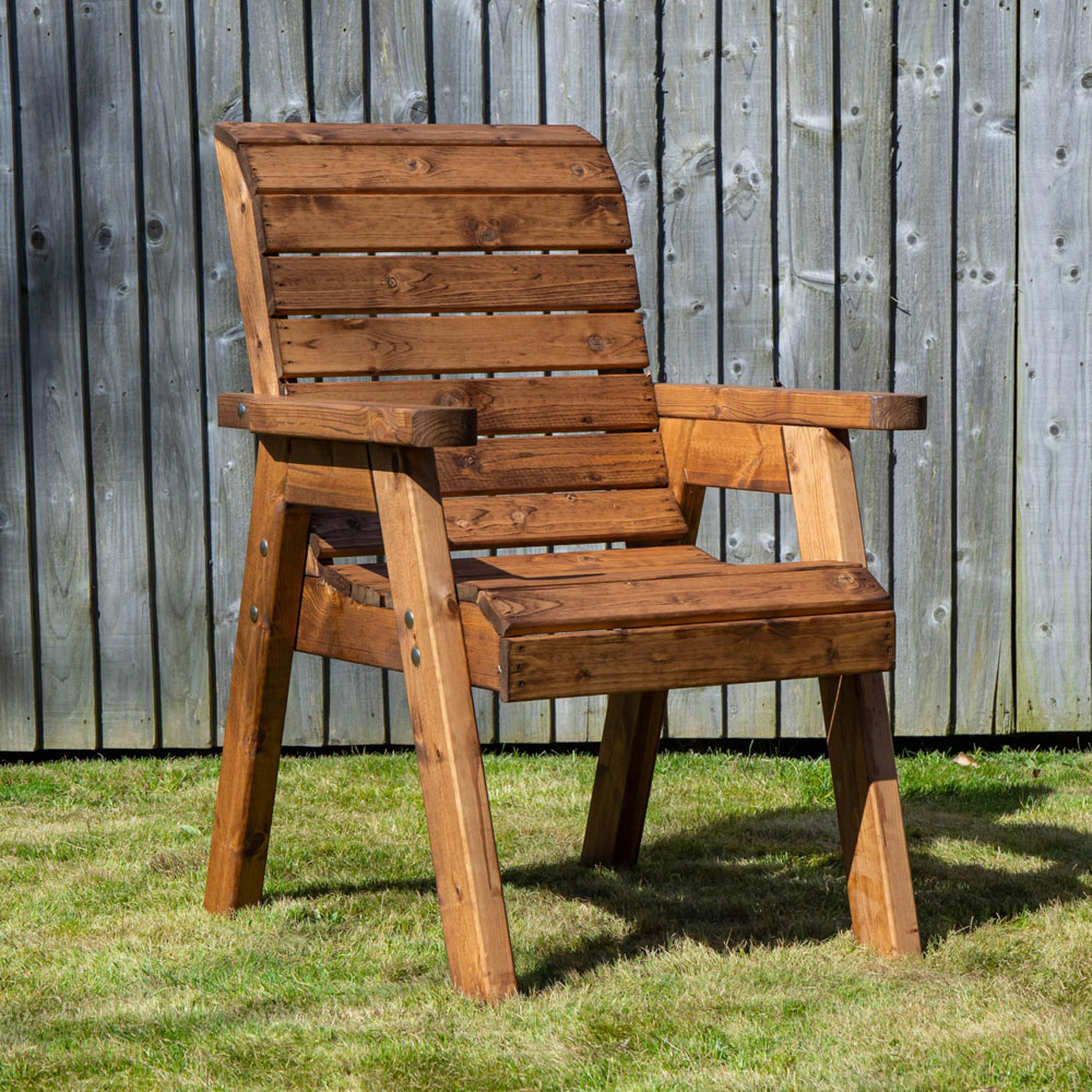 Samuel Alexander Chunky Rustic Wooden Garden Chair Image 7