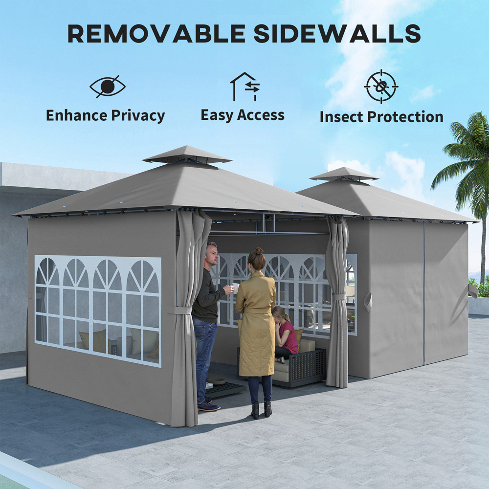 Outsunny 3 x 3m 2 Tier Light Grey Canopy Garden Gazebo Image 5