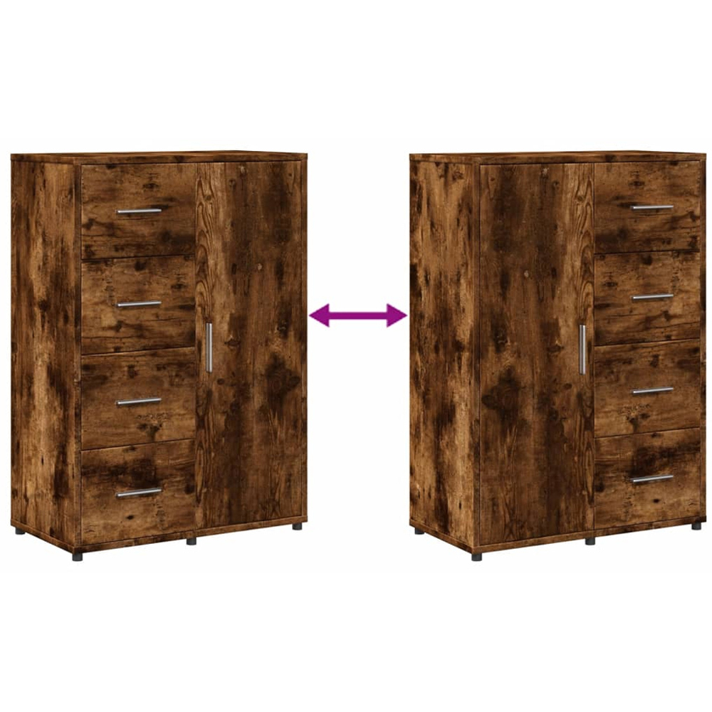 vidaXL 4 Drawer Single Door Smoked Oak Sideboard Image 8