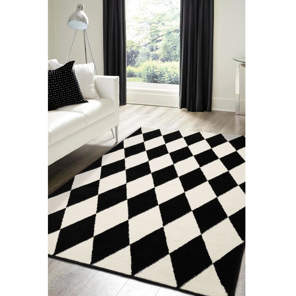 Homemaker New Villa Black and White Harlequin Mono Rug 120 x 170cm Image 5