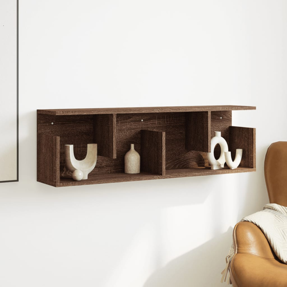 vidaXL 2 Shelf Brown Oak Wall Cabinet Image 2