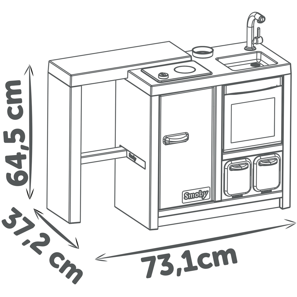 Smoby Kids 2 Drawer 23 Piece Kitchen Island Playset Image 9