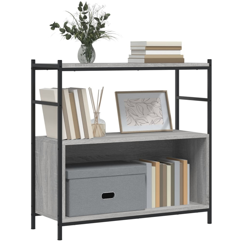 vidaXL Single Shelf Grey Sonoma Bookshelf Image 3