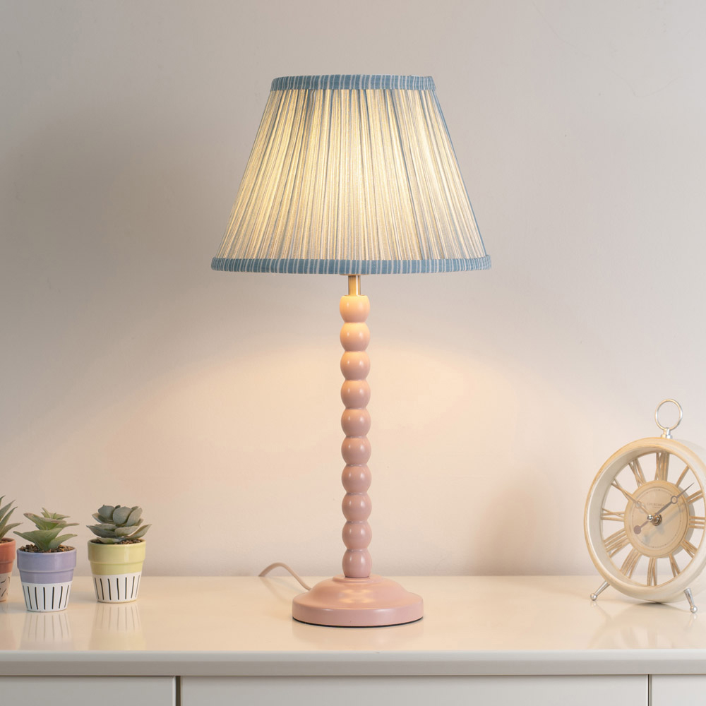 ValueLights Laurenne Blue Pinstripe Pleated Lamp Shade Small Image 2