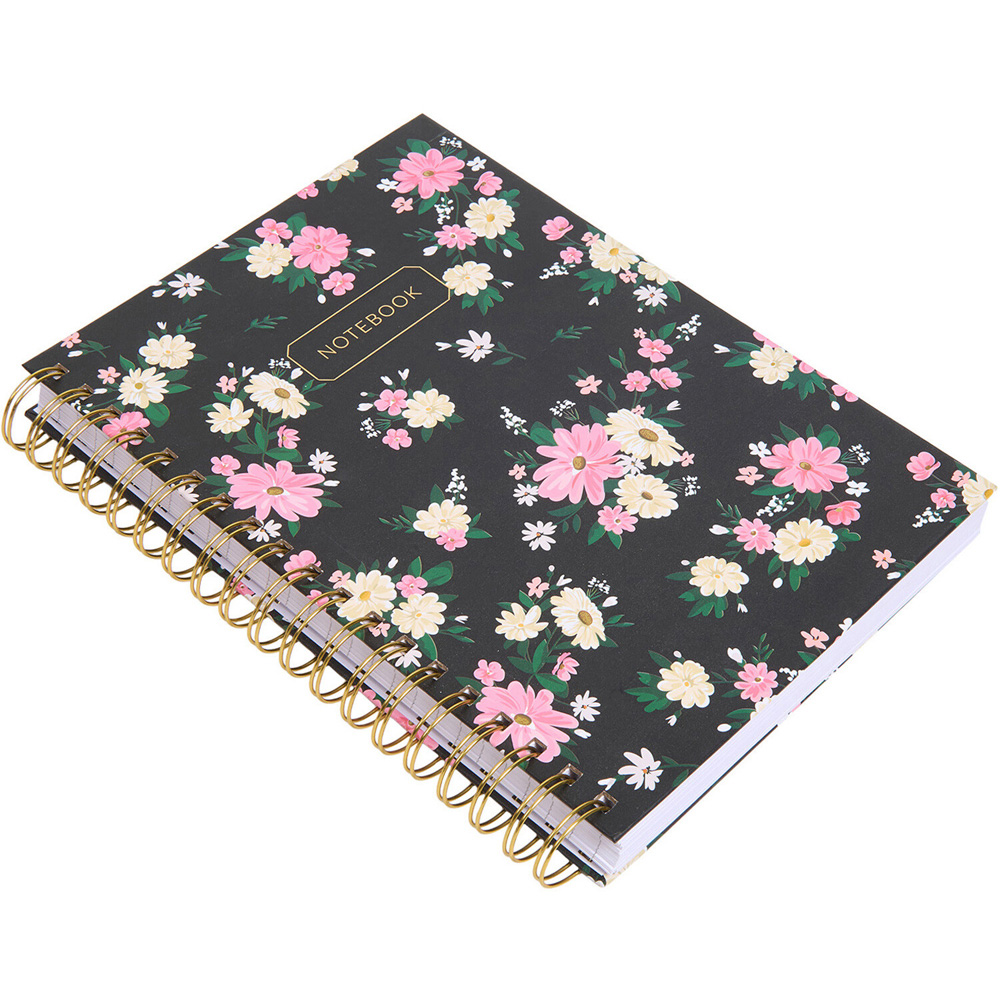 Black and Pink Floral B5 Notebook Set Image 4