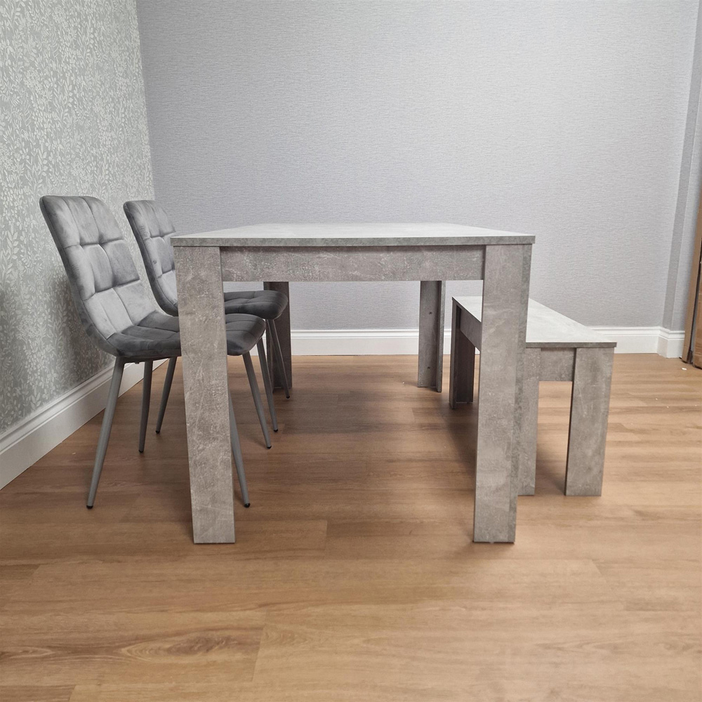 Kosy Koala 4 Seater Velvet Dining Bench Set Stone Grey Effect and Grey Image 5