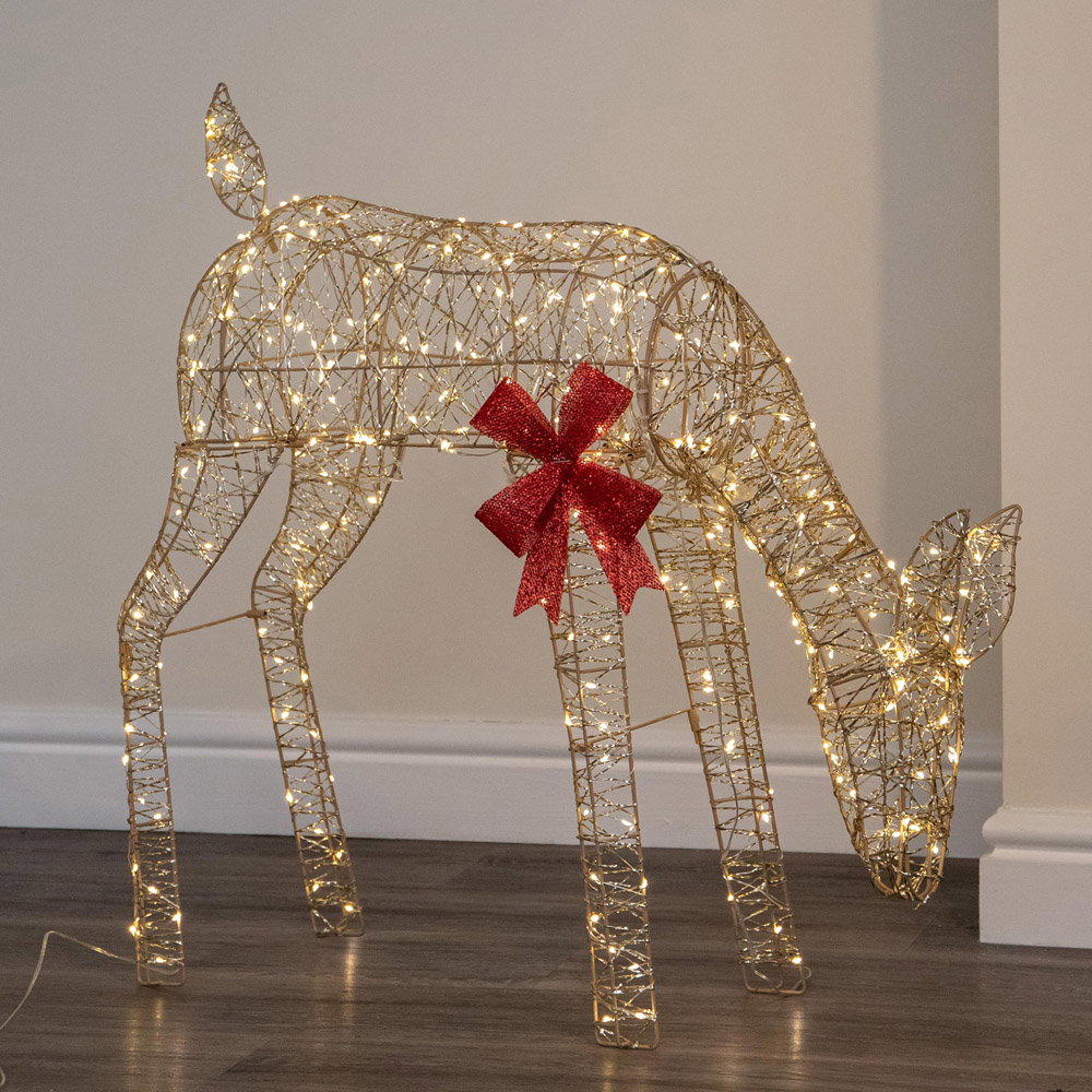 Samuel Alexander 300 Warm White LED Gold Twist Grazing Doe Christmas Decoration 72cm Image 1