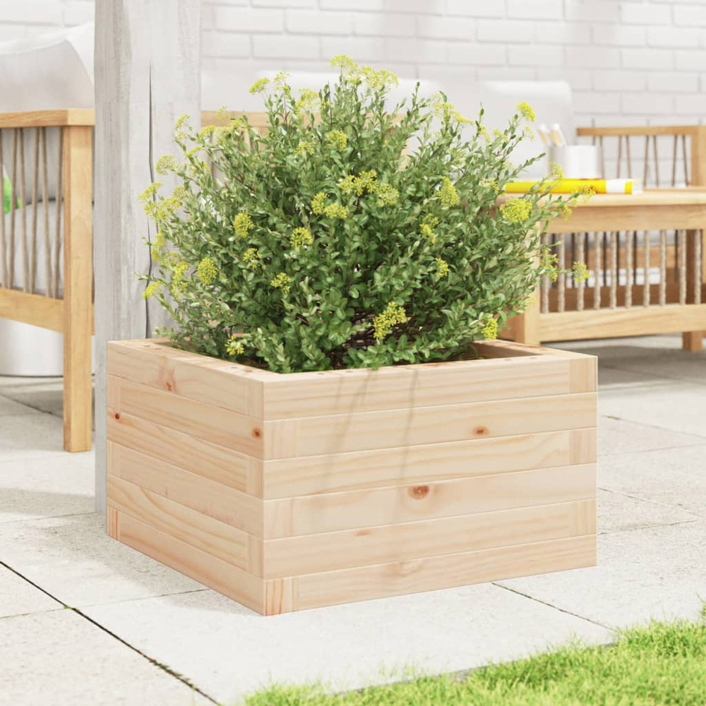 vidaXL Natural Solid Pine Wood Garden Planter 40 x 40 x 23cm Image 2