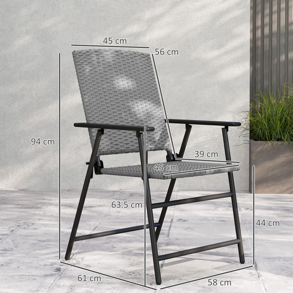 Outsunny 2 Piece Grey Rattan Foldable Chair Set Image 7