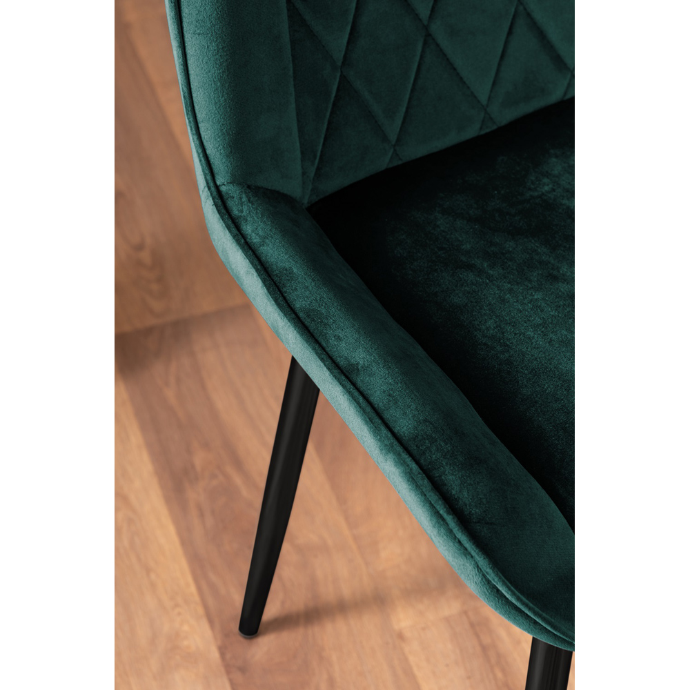Furniturebox Cesano Set of 2 Green and Black Velvet Dining Chair Image 6