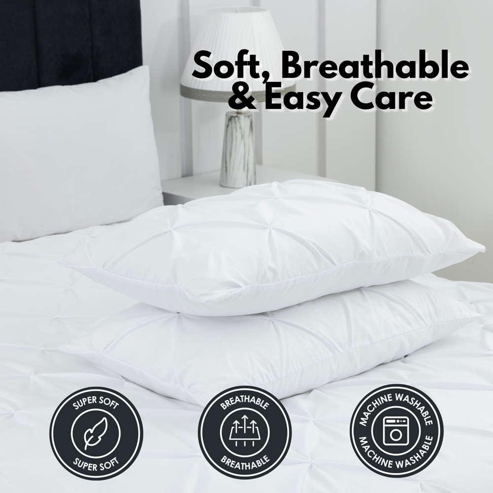 MHG Living Super King Size White Microfibre Pintuck Duvet Cover Set Image 3